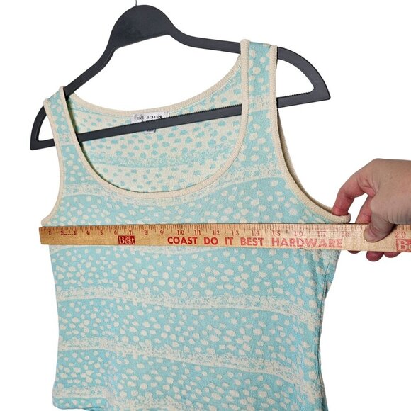 St. John Light Blue & Cream Polka Dot Textured Knit Tank Top Size S - Picture 7 of 10